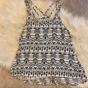 Chloe K Black and White Tribal Design Tank